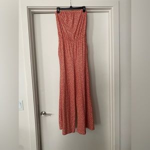 Rust/red Flared Floral Jumpsuit